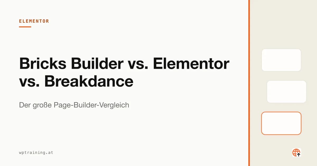 Drei Page-Builder-Logos nebeneinander auf einem WordPress-Dashboard