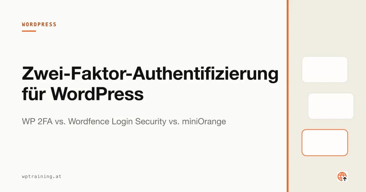 Smartphone mit Authenticator-App neben WordPress-Login-Bildschirm