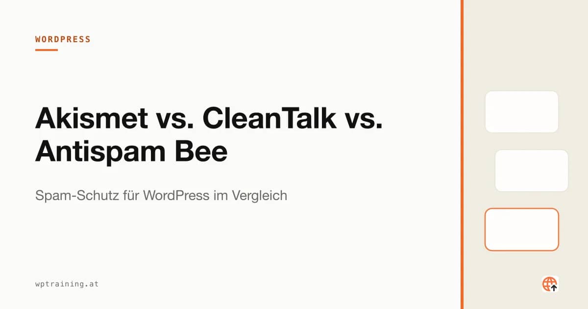 Drei Anti-Spam-Plugin-Logos vor einem WordPress-Kommentarformular
