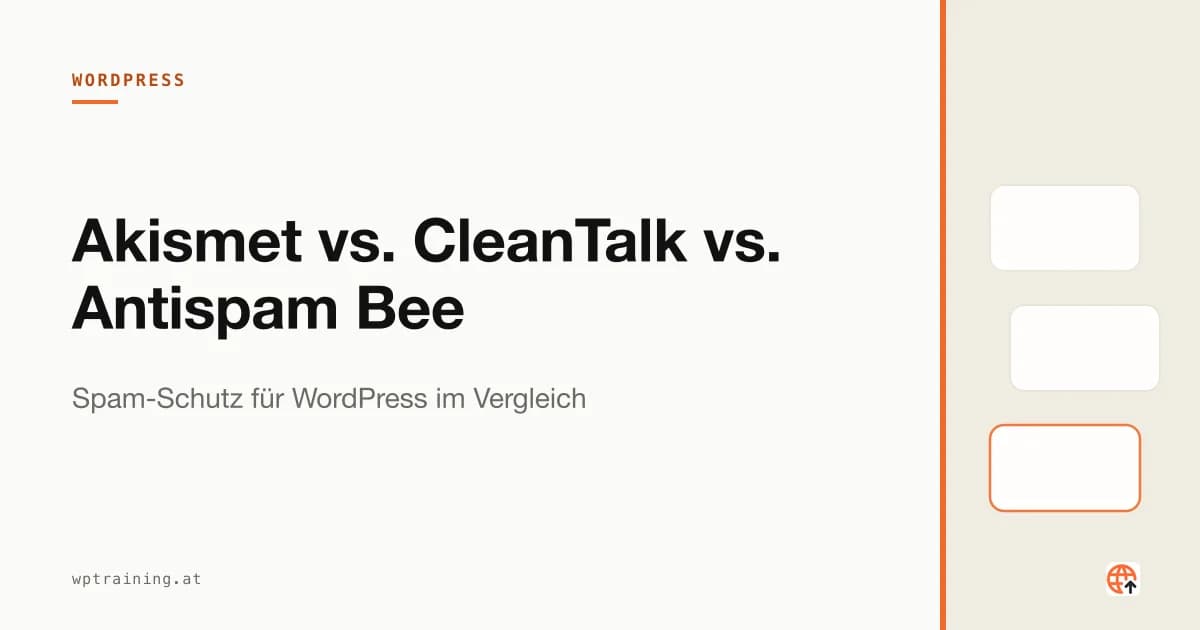 Drei Anti-Spam-Plugin-Logos vor einem WordPress-Kommentarformular