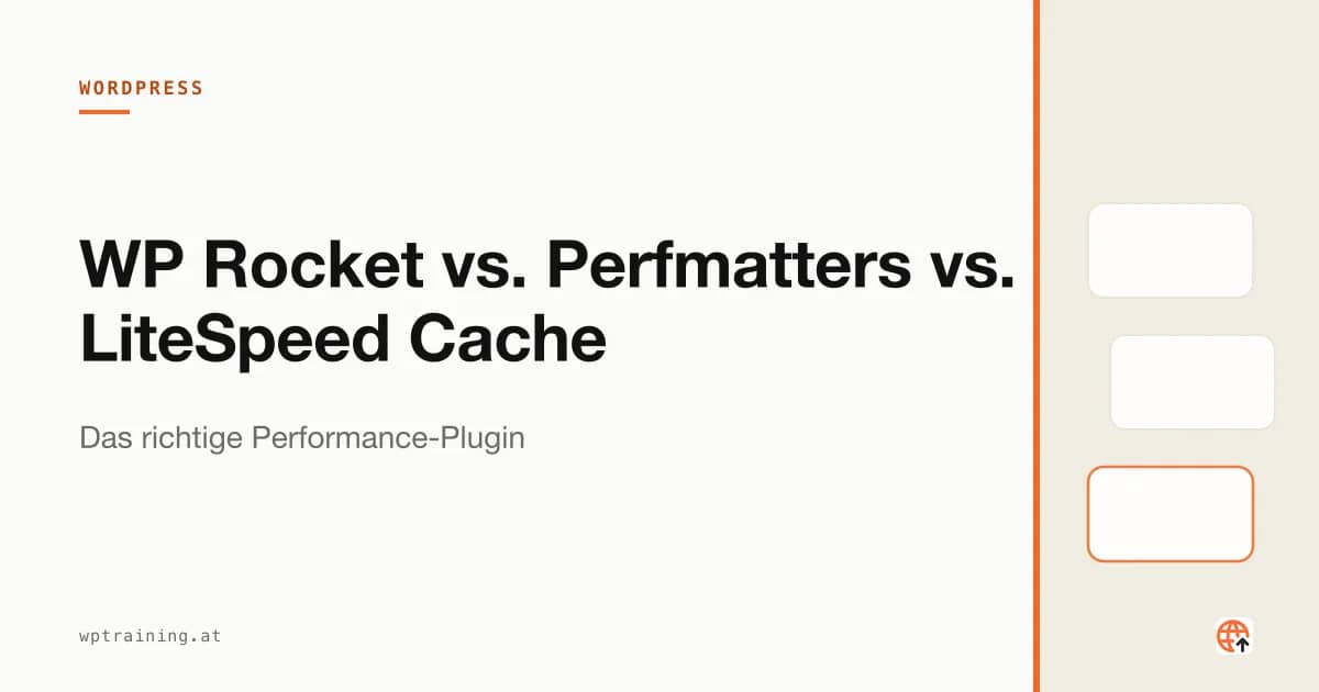 Drei Caching-Plugin-Logos über einer Speedometer-Grafik