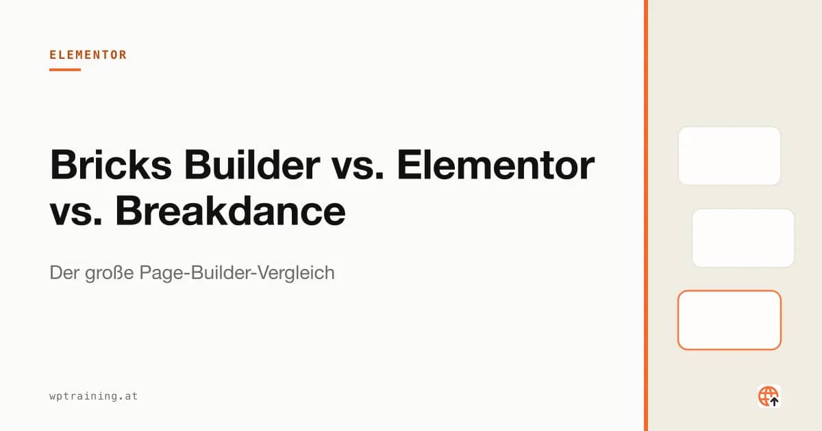 Drei Page-Builder-Logos nebeneinander auf einem WordPress-Dashboard