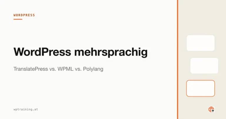 Drei Sprach-Flaggen über einer WordPress-Seite