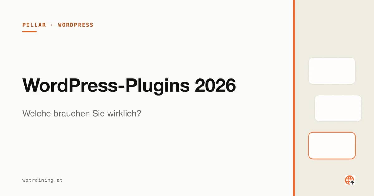 WordPress-Plugin-Logos in einer Werkzeugkiste angeordnet