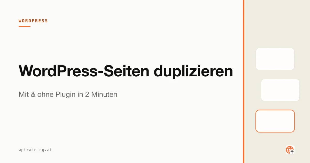 Bildschirm zeigt zwei identische WordPress-Seiten nebeneinander