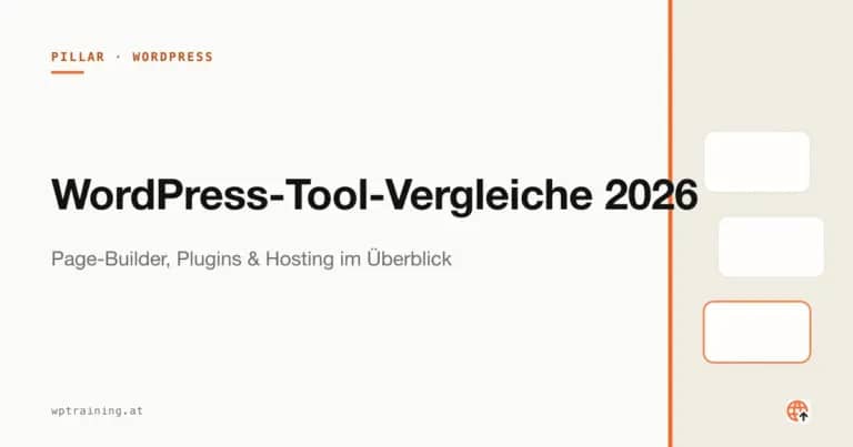 Werkzeugkasten mit WordPress-Logos symbolisch für Tool-Vergleiche