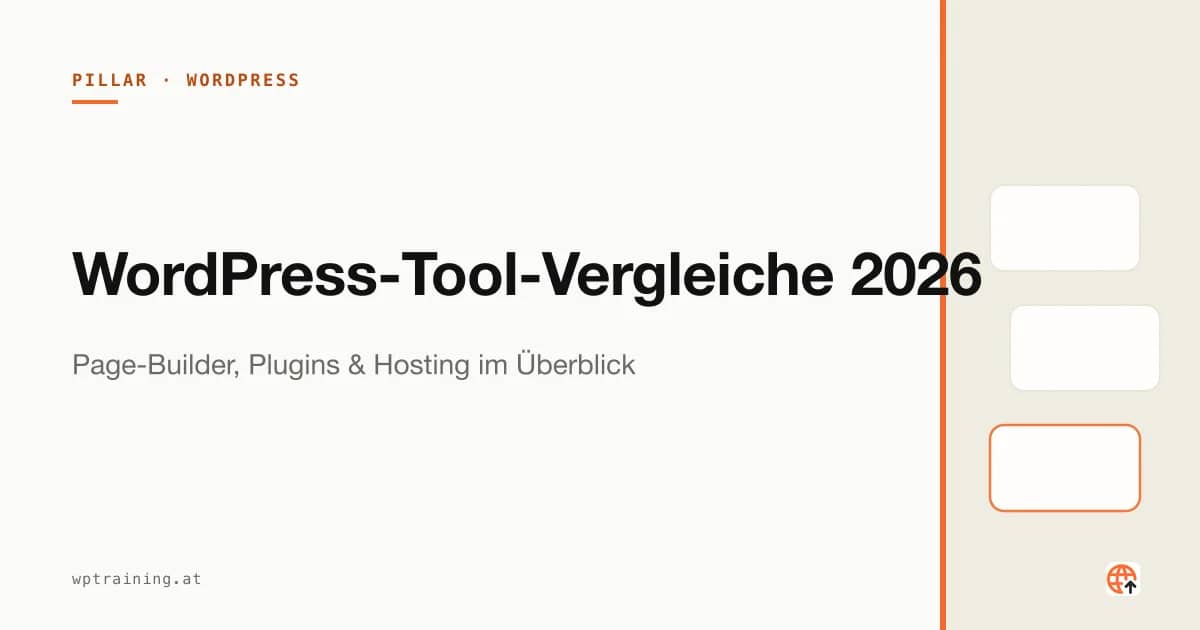 Werkzeugkasten mit WordPress-Logos symbolisch für Tool-Vergleiche