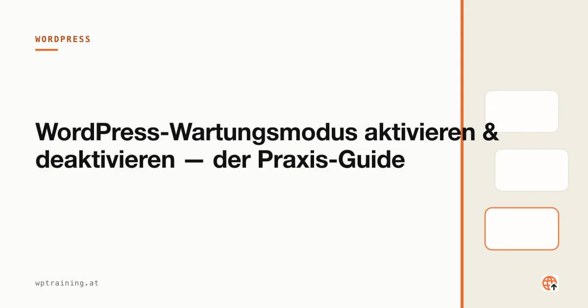 WordPress-Wartungsseite mit Werkzeug-Symbol auf einem Laptop